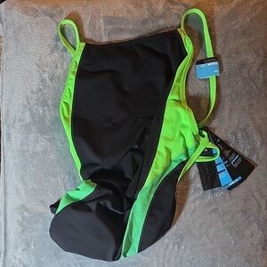 ​NWT Speedo Launch Splice Crossback Swimsuit - Black/Green - Size 40